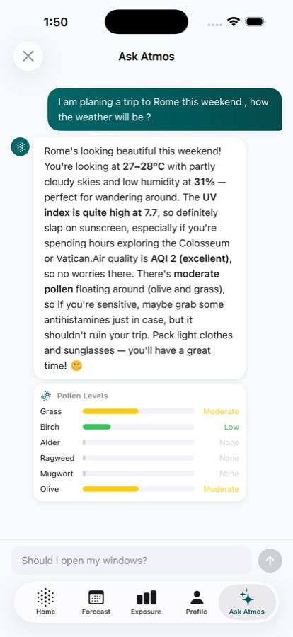 Ask Atmos in the Atmos app